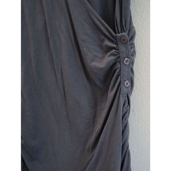 Monrow HD0418 Women's Sz Medium Gray Faux Wrap Shirred Waist Shirt Dress - Picture 6 of 10